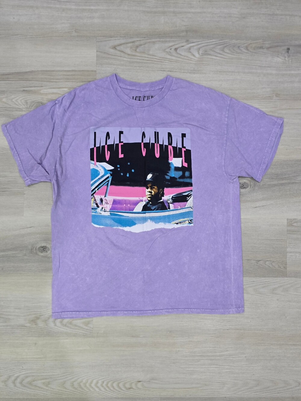Ice Cube Acid Wash Lavender Graphic Tee Size XL
